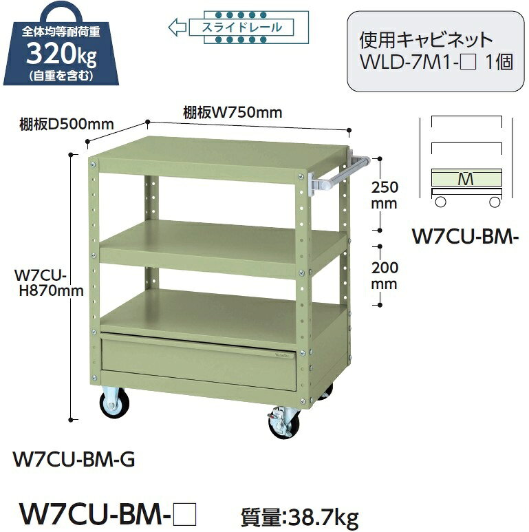 【送料無料/車上渡し】ワゴン/移動式スペシャルワゴン　全2色アイボリー/グリーン...