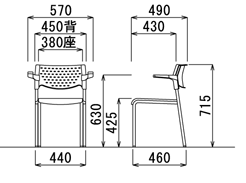 【送料無料】【4脚セット】スタッキングチェア MC-202W粉体塗装タイプ 【素材・カラー選べます】オフィス家具 会議 チェア/椅子ホワイトシェル仕様 [3]