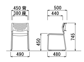 【送料無料】スタッキングチェア　MC-101G粉末塗装タイプ　【素材・カラー選べます】オフィス家具 会議 チェア/椅子グレーシェル仕様