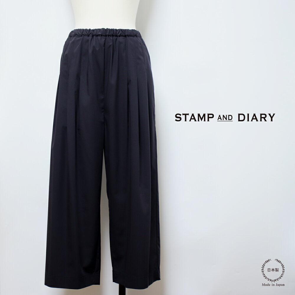 【ポイント10倍】スタンプアンドダイアリー レーヨンタイプライター生地 ウエストタックワイドパンツ ..
