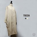 TICCA （ ティッカ ） ストレッチが効いてハリのある上品な生地感 ノーカラースクエアビッグロングシャツ