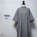 TICCA （ ティッカ ） 綿100% 上品な光沢としなやかさのあるスクエアビッグ半袖シャツワンピース