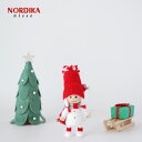 NORDICA ( ノルディカ )プレゼントをひいた白いコートの女の子【 北欧 クリスマス 飾り 木製 人形 幸福を運ぶ 妖精 nisse 】