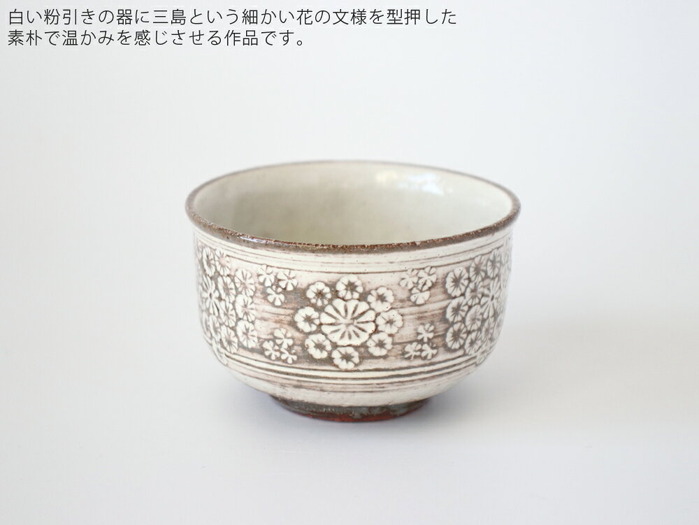 雑貨のお店セレクト・ペンギンの西川貞三郎商店 京焼 清水焼 汲出し碗 粉引花三島【 京都 急須 ティーポット 日本製 粉引 三島 花文様 陶器 贈り物 】【 京都 急須 ティーポット 日本製 粉引 三島 花文様 陶器 贈り物 】｜アングル2