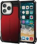 エレコム iPhone 14 Pro ケース カバー 耐衝撃 衝撃吸収 ZEROSHOCK [四つ角ダンパー/ハニカム構造/ダブルレイヤー設計] 【衝撃吸収フィルム付き】 ストラップホール付き レッド PM-A22CZERORD