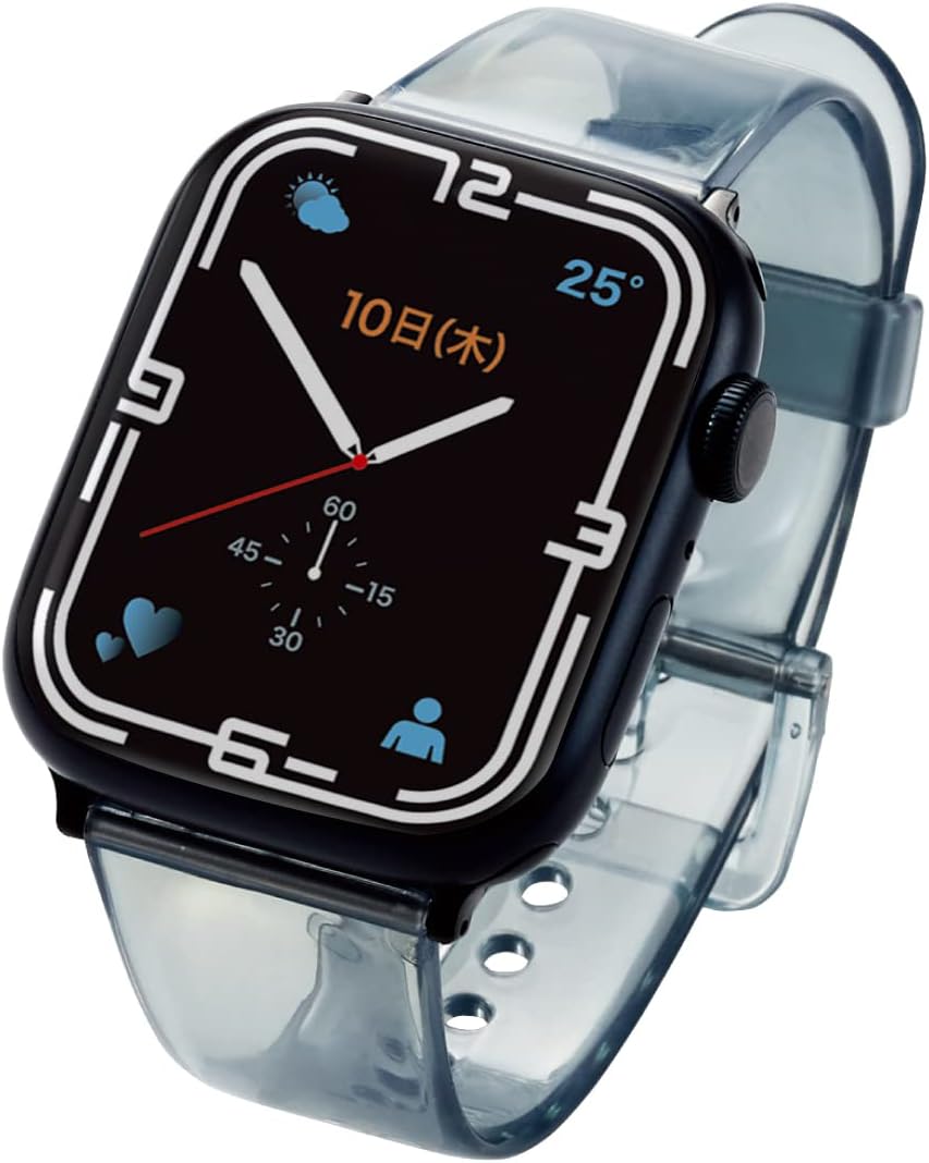 エレコム Apple Watch Series 7 (45mm)、 SE、Series 6、5、4 (44mm)、 Series 3、2、1 (42mm) バンド クリアデザイン クリアブラック AW-45BDUCBKC