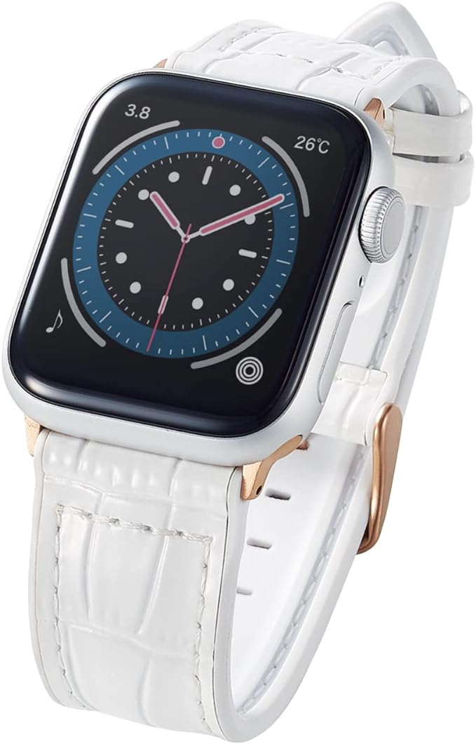 エレコム Apple Watch (アップルウォッチ) バンド 41mm 40mm 38mm レザー 革 TPU [装着感の高さと蒸れにくさを両立] 【Apple Watch Series 8/7/SE2/SE/6/5/4/3/2/1 対応】 クロコダイルホワイト AW-41BDLHVCRW