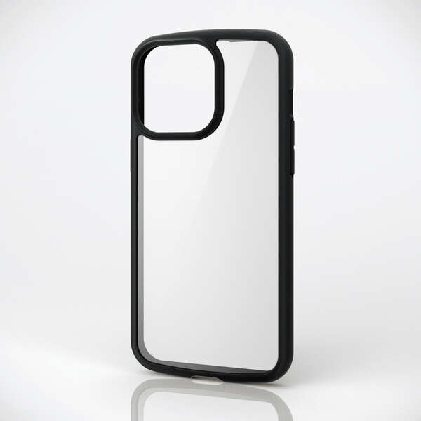 Rakuten - エレコム iPhone15 Pro Max ケース TOUGH SLIM LITE 背面ガラス 耐衝撃 衝撃吸収 薄型 軽量 ストラップシート付き ストラップホール付き [全周配置のエアークッションが衝撃を吸収] ブラック PM-A23DTSLFCGBK