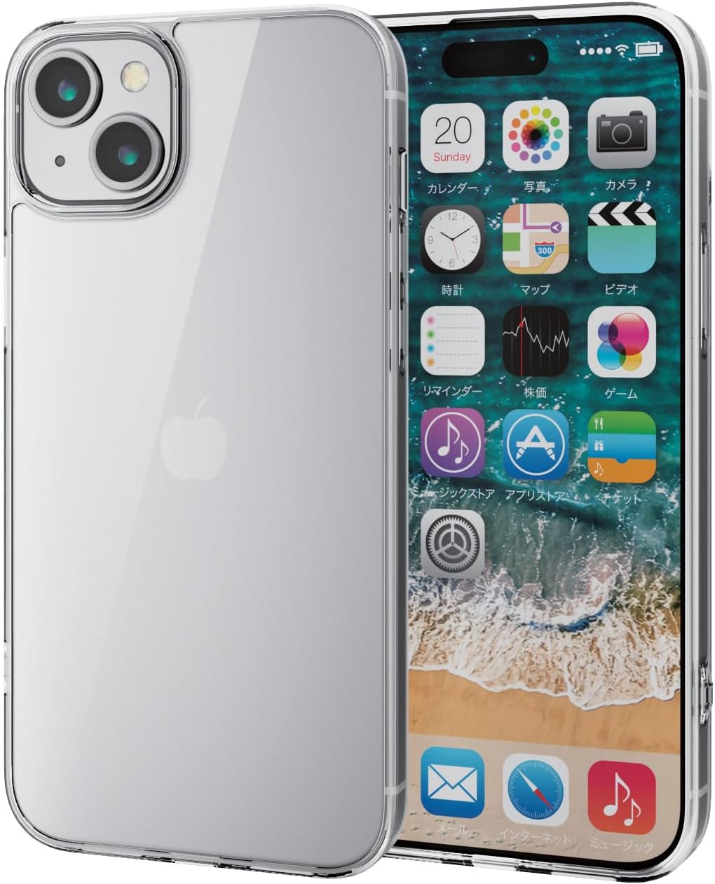 Rakuten - エレコム iPhone15 Plus ケース ガラス 硬度9H ハイブリッド素材 側面TPU 四つ角エアークッション ストラップホール付き クリア PM-A23BHVCG1CR
