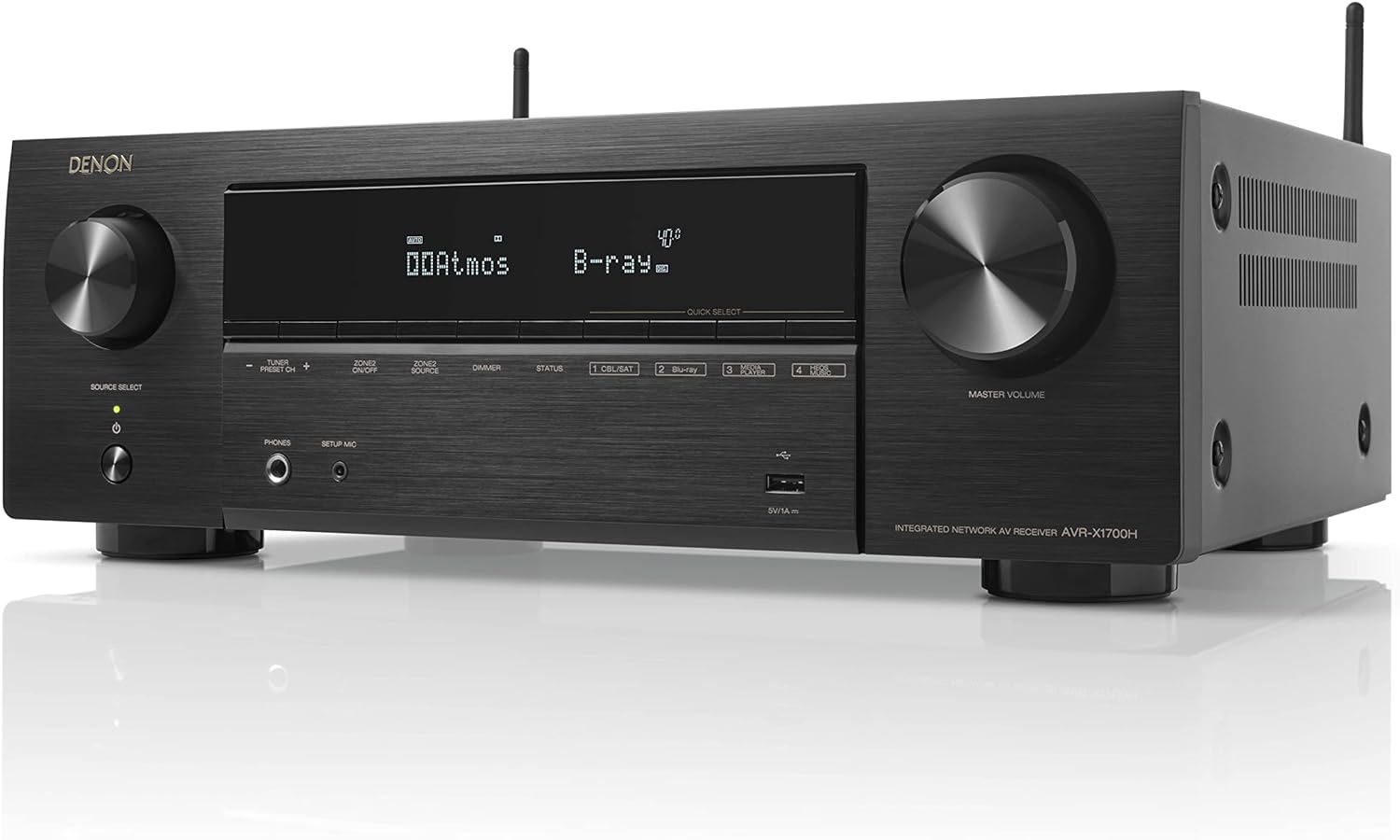 デノン Denon AVR-X1700H AVサラウンドレシーバー 7.2ch 8K Ultra HD HDR10 eARC対応/ブラック AVR-X1700HK