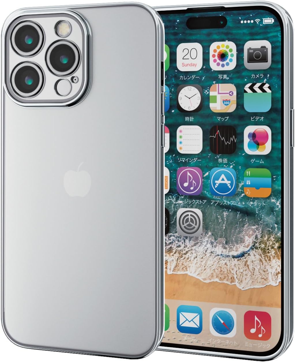 エレコム iPhone15 Pro Max ケース カメラ保護 ソフト メタリック加工 プラチナシルバー PM-A23DUCTMKSV