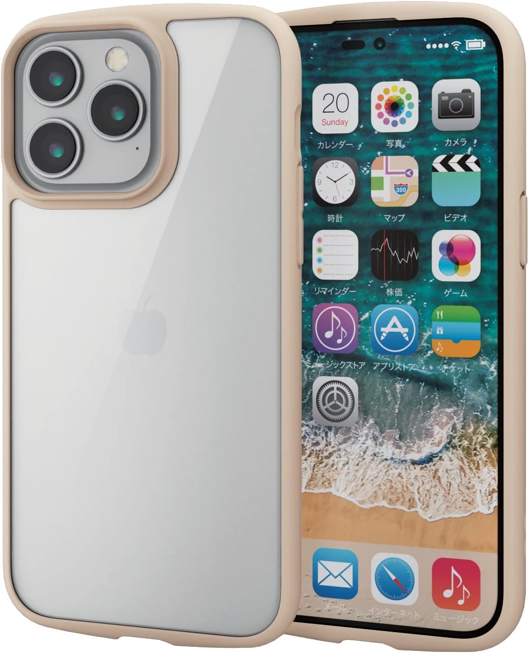 Rakuten - エレコム iPhone 14 Pro Max ケース カバー 耐衝撃 衝撃吸収 ハイブリッド 軽量 薄型 背面ガラスクリア 硬度9H TOUGH SLIM ストラップホール付き アイボリー PM-A22DTSLFCGIV
