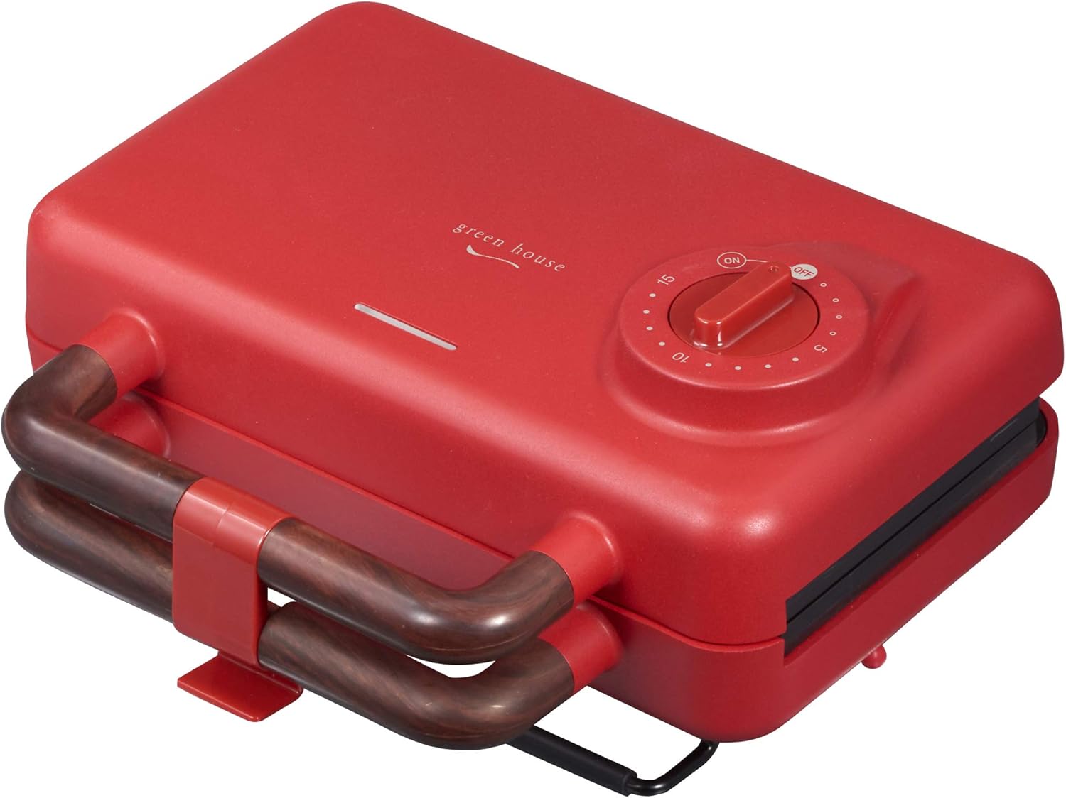 グリーンハウス ブルックリンスタイル 2枚焼きホットサンドメーカー プレート取り外し 水洗い レッド GH-HOTSBEC-RD