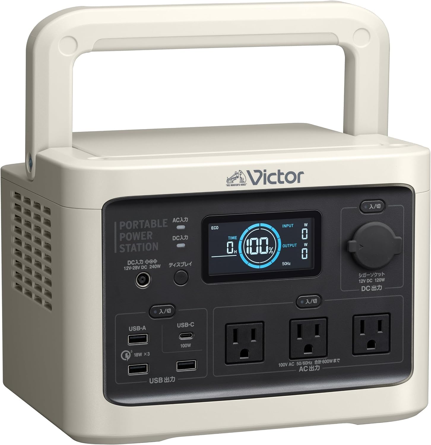 JVCケンウッド Victor BN-RF510-CA ポータブル電源 リン酸鉄 AC出力 600W 容量 512Wh 国内メーカー品質 家庭用 長寿命 ポータブルバッテリー 防災 アウトドア キャンプ 正弦波 ホワイト