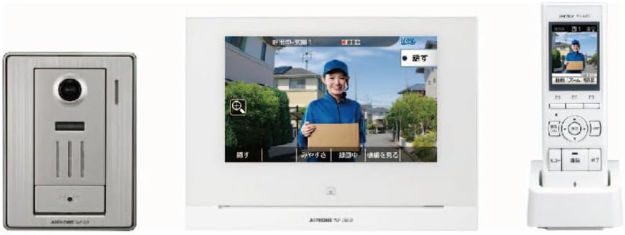 Rakuten - アイホン インターホン ドアホン テレビドアホン ワイヤレス子機セット スマートフォン連動 動画録画 宅配ボックス連動録画 AC電源プラグ式 スノーホワイト KM-77