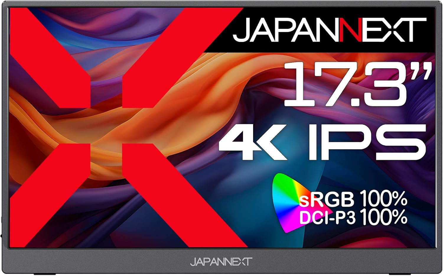 JAPANNEXT 17.3インチ モバイルモニター IPS パネル 4K UHD 3840x2160解像度 スマートケース付き (USB/Type C/PC対応/スピーカー内蔵 / sRGB100% / 非光沢) JN-MD-IPS1732UHDR