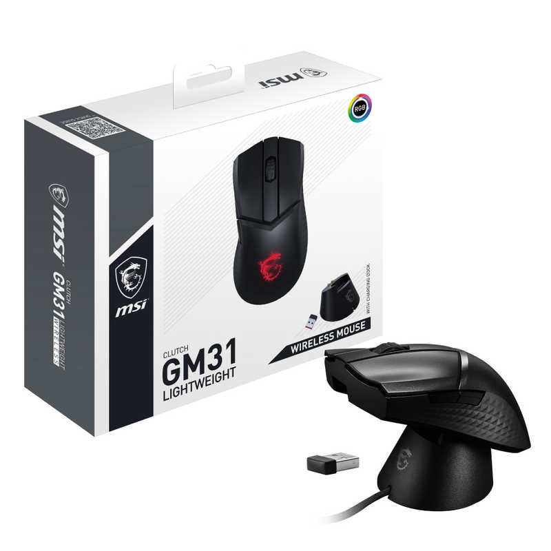 乐天商城 - MSI Clutch GM31 Lightweight Wireless ゲーミングマウス MS619