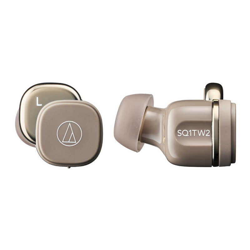 オーディオテクニカ ATH-SQ1TW2 CA ワイヤレスイヤホン bluetooth 小型 軽量 / 最大20時間再生 / 低遅延/外音取込み/マルチポイント/マルチペアリング/防水 IPX5 / ワイヤレス充電 / 国内正規品 カフェラテ ATH-