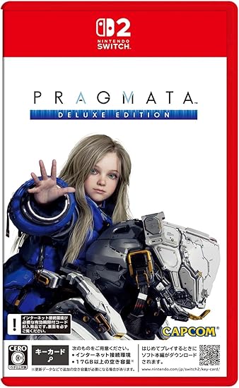 プラグマタ デラックスエディション -Switch2 [video game] 新品・未使用商品！ 二人の主人公が月面で紡ぐ新感覚のSFアクションアドベンチャー宇宙服姿のヒューとアンドロイドの少女ディアナ二人のキャラクターを同時に操作してAIに支配された月を探索しようディアナが敵をハッキングし、ヒューが射撃突つ異なるゲーム性の融合が新たな体験を創造します。【内容セット】・ゲーム本編・シェルターミックスパック ダウンロードコードチラシ［有効期限：2028年4月24日(月)まで］[シェルターミックスパック内容]・ヒュー衣装2種・ディアナ衣装 2種・武器スキン「グリップガンDS」 1種・シェルターBGM 3種・ディアナエモート 3種・データライブラリ「アートワーク」※『シェルターミックスパック』はゲーム発売日よりパック単体でもご購入可能です。パッケージ版（キーカード）については、以下が必要になります。・インターネット接続環境・17GB以上の空き容量更新データなどで追加の空き容量が必要になる場合があります。 最初にプレイするときにソフト本編がダウンロードされます。メーカー カプコン(CAPCOM)型番POT-R-AA5PAメーカー発売日 2026年04月24日ジャンル SF アクション アドベンチャープレイ人数 1人CERO年齢区分 C：15歳以上対象 5