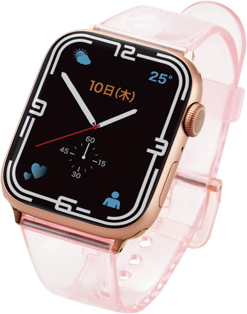 エレコム Apple Watch Series 7 (45mm)、 SE、Series 6、5、4 (44mm)、 Series 3、2、1 (42mm) バンド クリアデザイン クリアピンク AW-45BDUCPNC