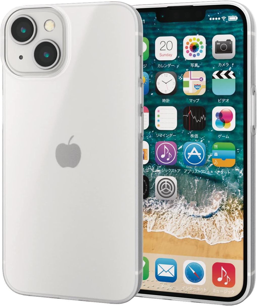 乐天商城 - エレコム iPhone 14 / 13 ケース カバー クリア 透明 極薄 0.7mm マット加工 指紋防止 半クリア 半透明 ソフト TPU PM-A22AUCUMCR