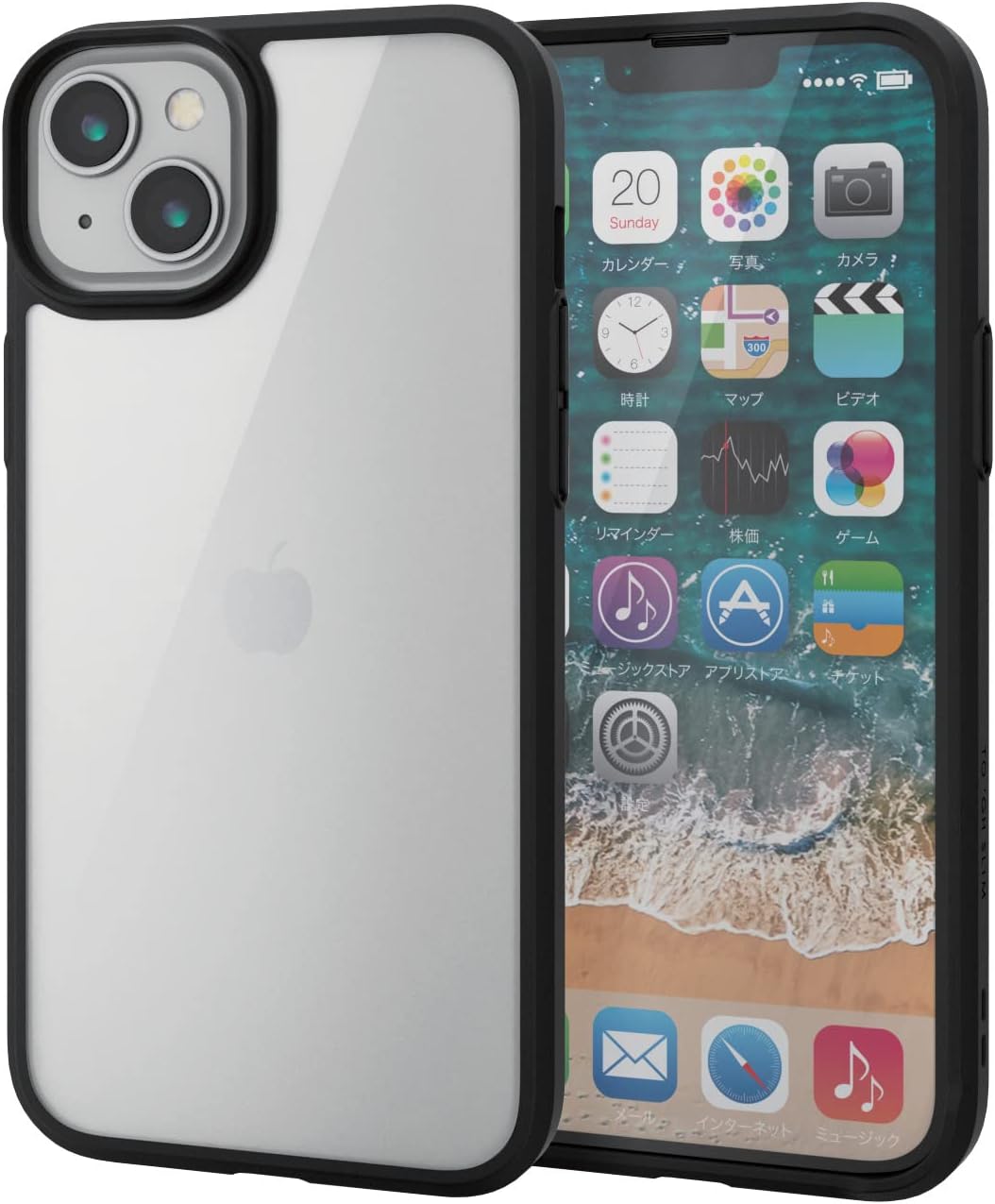 Rakuten - エレコム 【ガラスフィルム付き】 iPhone 14 Plus ケース カバー 360度保護 耐衝撃 衝撃吸収 薄型 0.9mm ストラップホール付き フレームカラー(ブラック) クリア PM-A22BTS3BK
