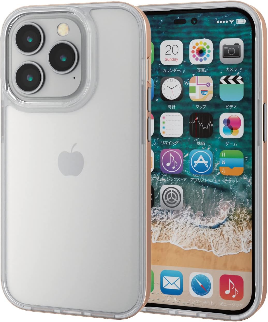 Rakuten - エレコム iPhone 14 Pro ケース カバー 耐衝撃 衝撃吸収 サイドメッキ ゴールド PM-A22CHVMGD