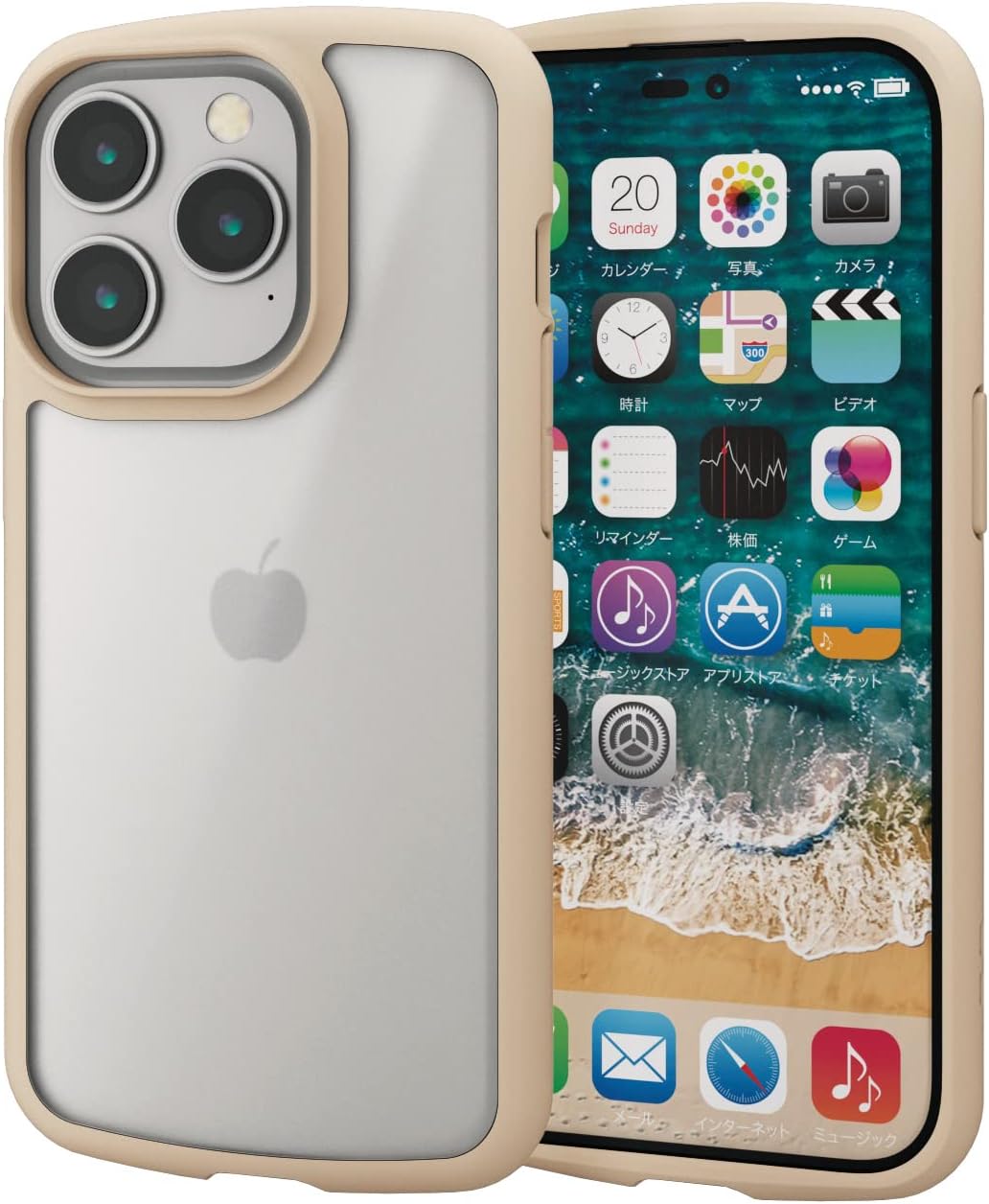 エレコム iPhone 14 Pro ケース カバー 耐衝撃 衝撃吸収 マット加工 指紋防止 半透明 半クリア TOUGH SLIM LITE ストラップホール付き アイボリー PM-A22CTSLFCSIV
