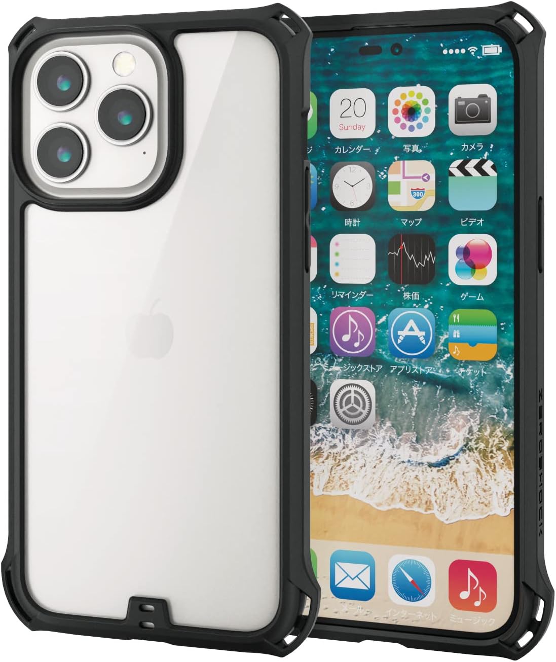 Rakuten - エレコム iPhone 14 Pro Max ケース カバー 耐衝撃 衝撃吸収 ZEROSHOCK 背面クリア [衝撃吸収フィルム付き] ストラップホール付き ブラック PM-A22DZEROFCBK