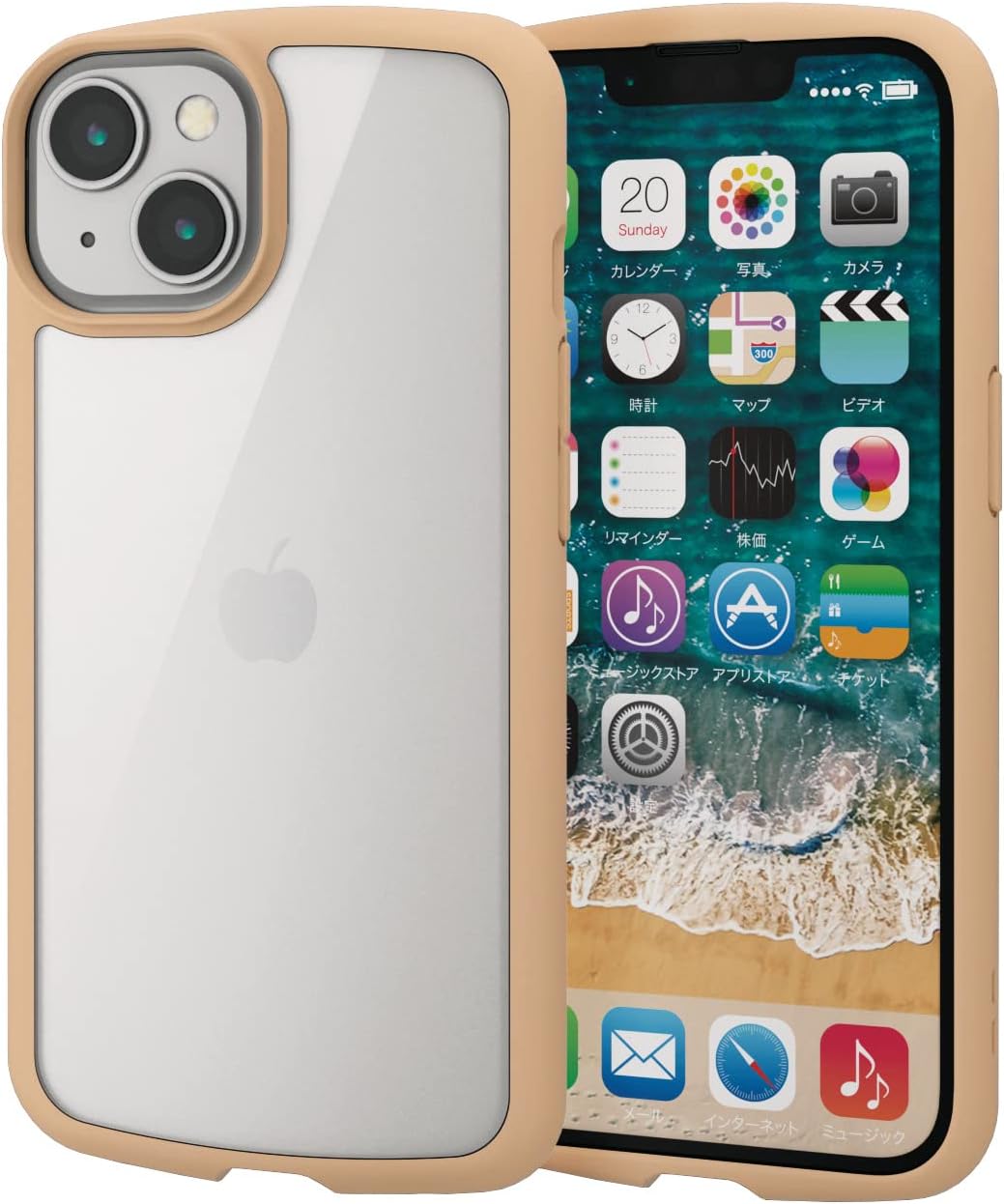 Rakuten - エレコム iPhone 14 / 13 ケース カバー 耐衝撃 衝撃吸収 TOUGH SLIM LITE [全周配置のエアクッションが衝撃を吸収] ストラップホール付き フレームカラー(ベージュ) クリア PM-A22ATSLFCBE