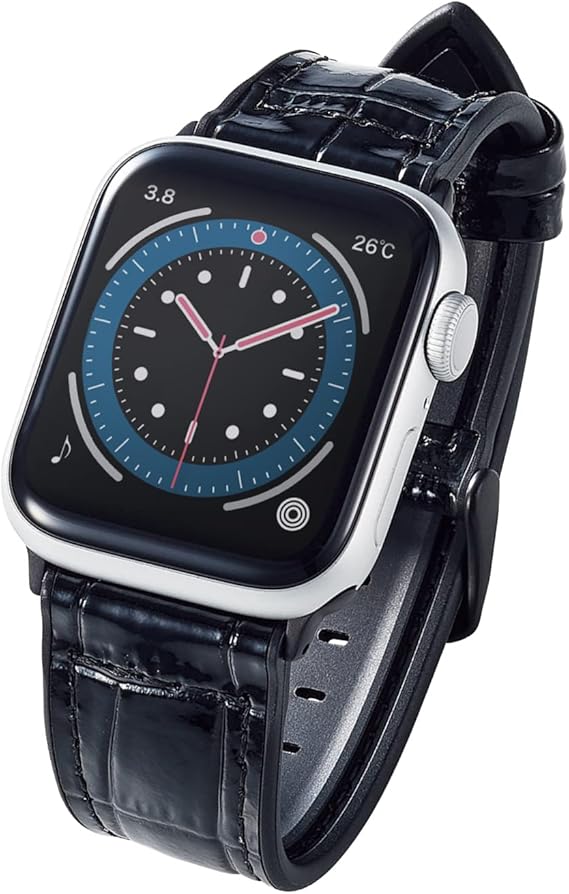 エレコム Apple Watch (アップルウォッチ) バンド 41mm 40mm 38mm レザー 革 TPU [装着感の高さと蒸れにくさを両立] 【Apple Watch Series 8/7/SE2/SE/6/5/4/3/2/1 対応】 クロコダイルブラック AW-41BDLHVCRB