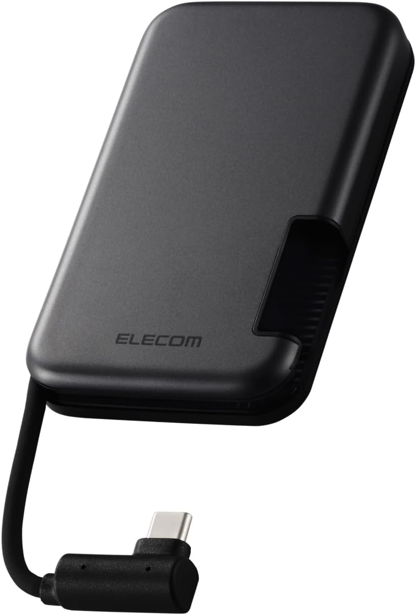エレコム 外付けSSD 1TB USB3.2(Gen2) Type-C ケーブル一体型 iPhone15 / 15Pro 対応 ESD-EPB1000GBK
