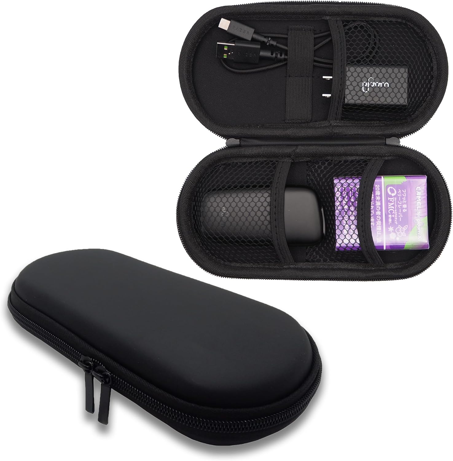 【カラー：無地ブラック】加熱式タバコ用ケース　電子タバコ 収納ケース ワイドタイプ 防塵 耐衝撃 撥..