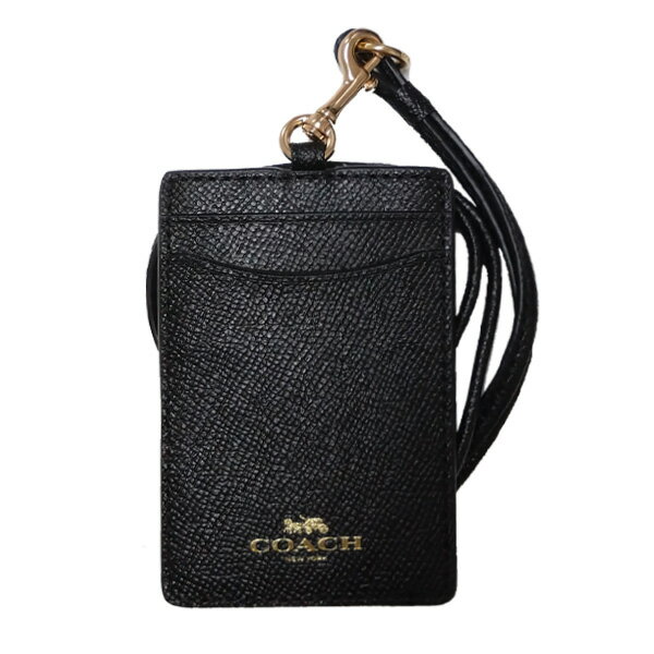 コーチ COACH 小物 カードケース 57311 IMBLK クロスグレーン レザー ランヤード ID ケース ブラック アウトレット [並行輸入品]【レディース メンズ ギフト ブランド カード入れ パスケース】