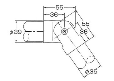 六甲 コーナージョイント 手すり直径35mm用 約W72×D39×H39mm [ 手摺 手すり金具 ジョイント 玄関 階段 廊下 トイレ 洗面所 屋内 立ち上がる 取付金具 固定金具 転倒防止 介護 介護用品 介助用品 歩行補助具 介護市場 福祉用品 ]