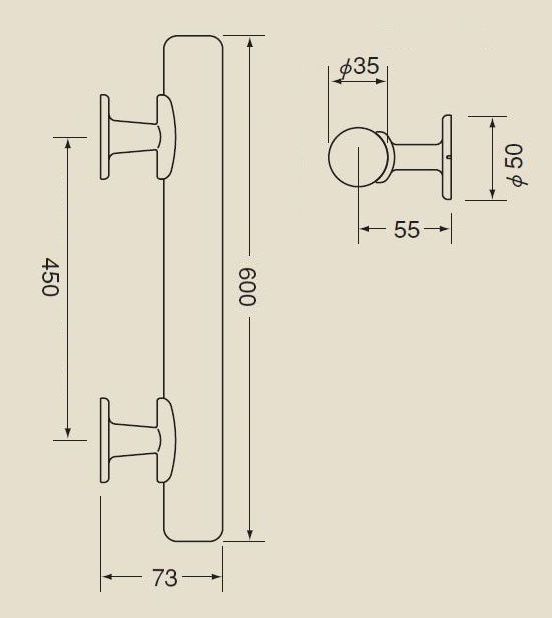 ミニ手すり直受 600mm（垂直取付用） 直径35×全長600mm [ 手すり 手摺 玄関 階段 廊下 トイレ 洗面所 ベランダ バルコニー 屋内 立ち上がる 転倒防止 介護 介護用品 介助用品 歩行補助具 介護市場 福祉用品 diy 生活日用品 楽天 通販 ]