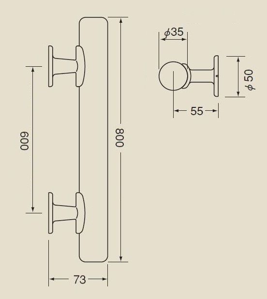 ミニ手すり直受 800mm（垂直取付用） 直径35×全長800mm [ 手すり 手摺 玄関 階段 廊下 トイレ 洗面所 ベランダ バルコニー 屋内 立ち上がる 転倒防止 介護 介護用品 介助用品 歩行補助具 介護市場 福祉用品 diy 生活日用品 楽天 通販 ]