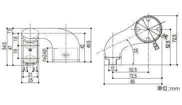 35縦枠用持出スリムブラケットカバー付 （上下セット） 手すり直径35mm用 約W85×D72.5×H54.5mm[ 手摺 手すり金具 ブラケット 玄関 階段 廊下 トイレ 洗面所 屋内 立ち上がる 取付金具 固定金具 転倒防止 介護用品 歩行補助具 福祉用品 ]