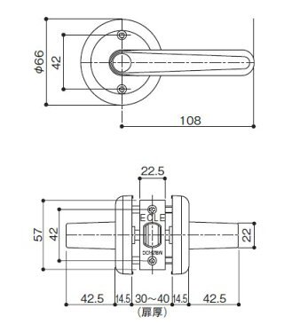 マツ六 兼用取替レバー錠 トイレ錠 表示錠　アンバー バックセット：60mm 扉厚：30〜40mm [ ドア レバーハンドル ドアノブ トイレ 交換 室内 通路 廊下 住宅建材 取っ手 花・ガーデン・DIY DIY・工具 金物 ]