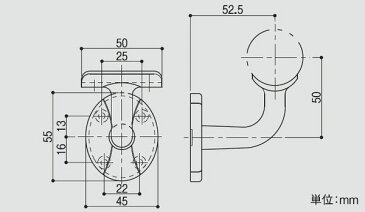 35ブラケット横型カバー付き 手すり直径35mm用 W50×D67.5×約H67.8mm [ 手摺 手すり金具 ブラケット 玄関 階段 廊下 トイレ 洗面所 屋内 立ち上がる 取付金具 固定金具 転倒防止 介護 介護用品 介助用品 歩行補助具 介護市場 福祉用品 ]