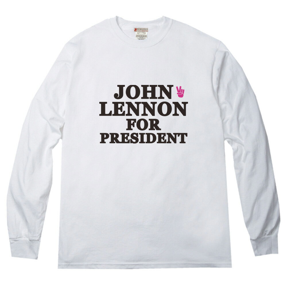 短袖 - 「ジョン・レノンを大統領に」 メッセージ ロングTシャツ