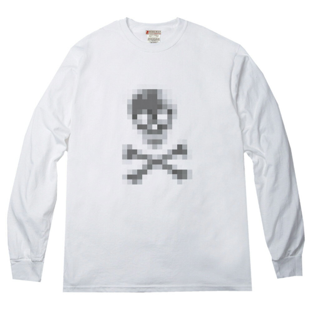 Rakuten - ボディから浮き出てるようなモザイクスカルデザイン ロングTシャツ