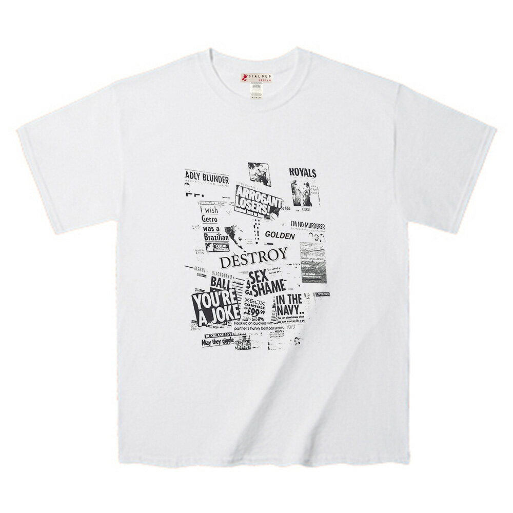 Rakuten - Tシャツ 新聞や雑誌の切り抜きを無秩序に散りばめたアーティスティックタブロイドTee