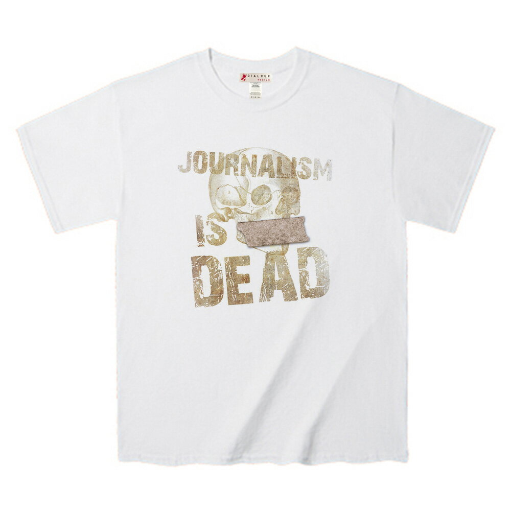 Tシャツ この国のジャーナリズムは死んだ スカルをモチーフにしたメッセージ デザインTee