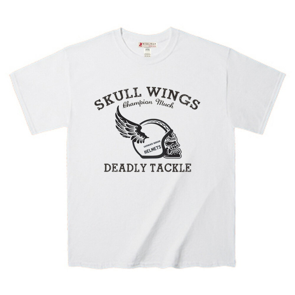 Tシャツスカルヘルメットウィングカ...