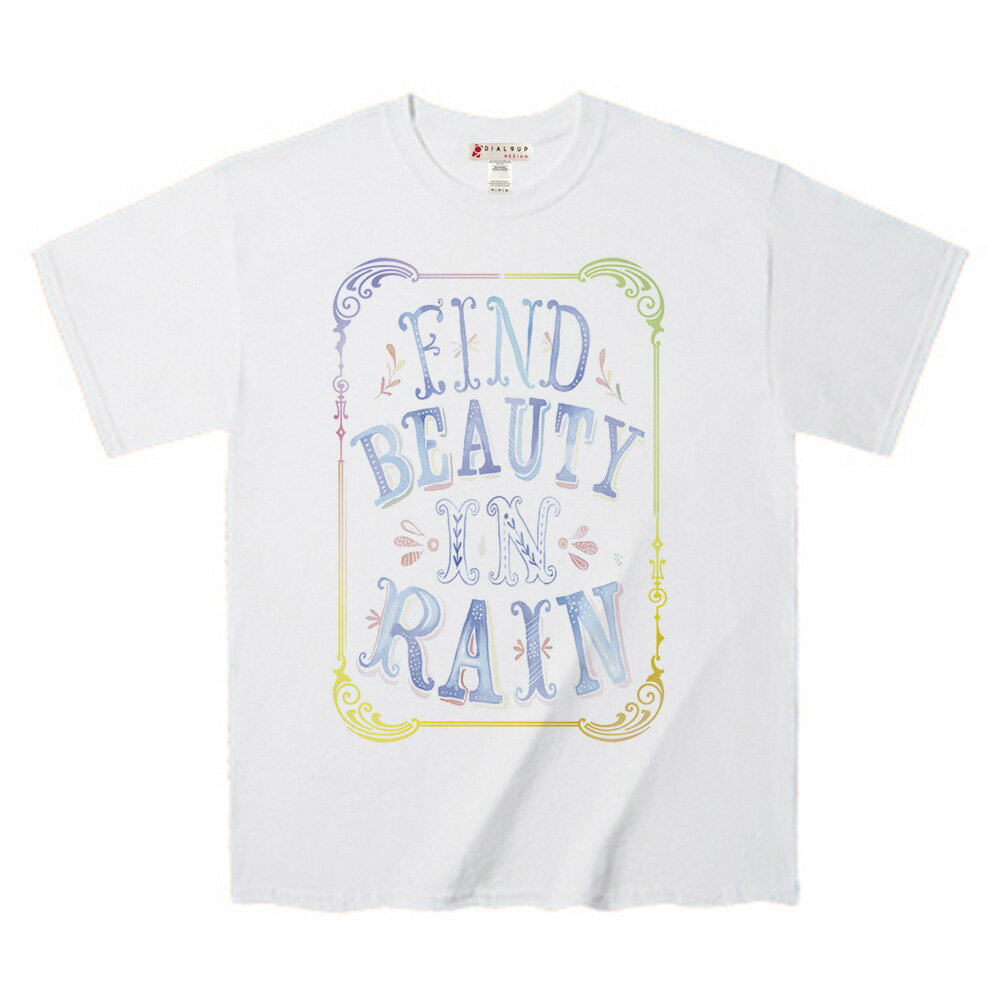 Rakuten - Tシャツ 雨の風景はとてもきれい 淡い水彩画のようなカラーリング タイポ デザインTee