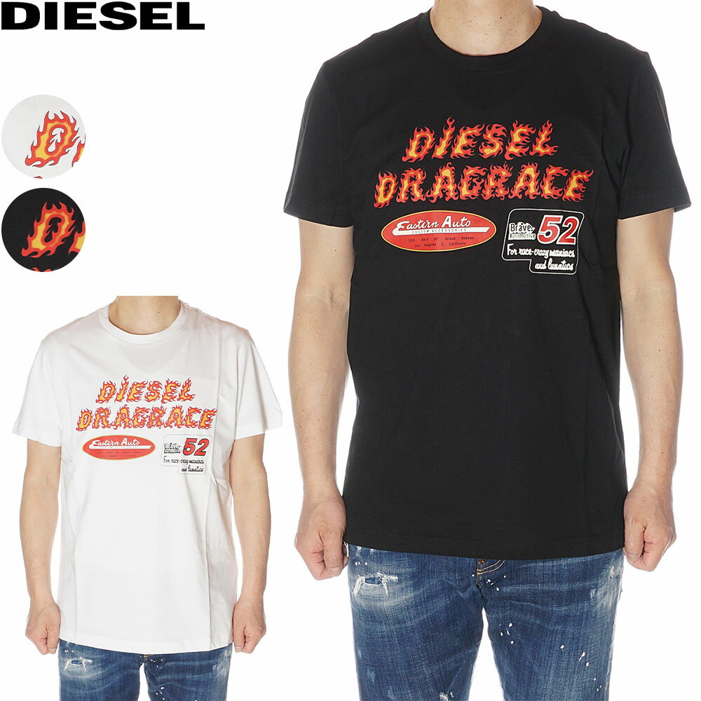 ディーゼル DIESEL Tシャツ 半袖 メンズ ホワイト/ブラック A03842 0HAYU