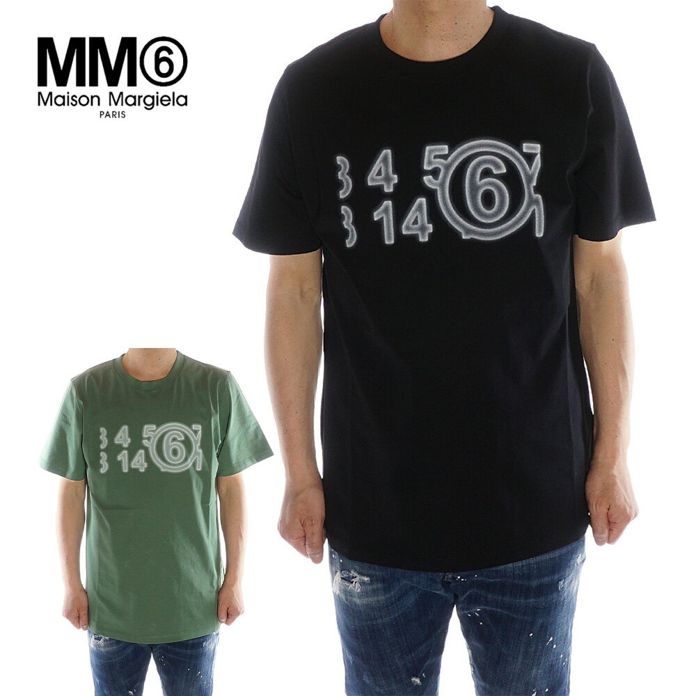 【30%OFF！06/11 01:59まで】エムエムシックス メゾンマルジェラ MM6 Maison Margiela Tシャツ 半袖 ユニセックス グリーン/ブラック S52GC0277 S24312