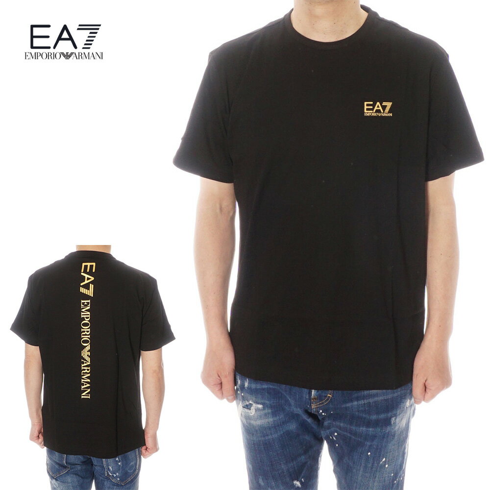 【スーパーSALE！10%OFF】エンポリオ・アルマーニ EMPORIO ARMANI EA7 半袖Tシャツ メンズ ブラック×ゴールド 8NPT18 PJ02Z 0208