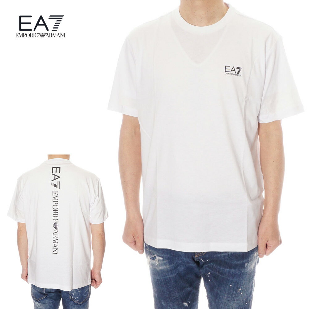 エンポリオ・アルマーニ EMPORIO ARMANI EA7 半袖Tシャツ メンズ ホワイト×ブラック 8NPT18 PJ02Z 1100